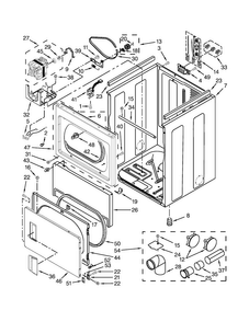 Cabinet Parts Diagram and Parts List for MEDX550XW0  Maytag Dryer