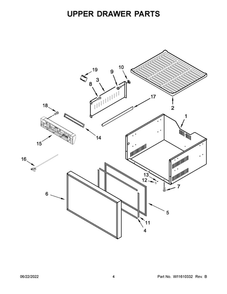 Upper Drawer Parts Diagram and Parts List for JUCFP242HX11  Maytag Refrigerator