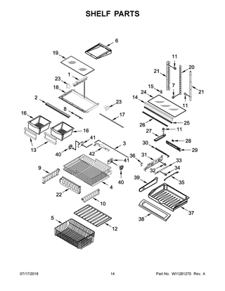 Shelf Parts Diagram and Parts List for MFF2258FEZ02  Maytag Refrigerator