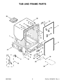 Tub And Frame Parts Diagram and Parts List for MDB8959SKB1  Maytag Dishwasher