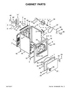 Cabinet Parts Diagram and Parts List for MEDB755DW1  Maytag Dryer