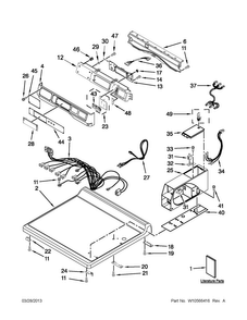 Top And Console Parts Diagram and Parts List for MDE25PDAGW1  Maytag Dryer
