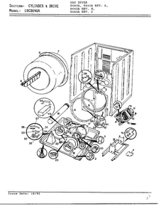 Cylinder And Drive Diagram and Parts List for 8640A REV A Norge Dryer