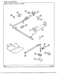 Gas Controls Diagram and Parts List for DF253660  Magic Chef Range