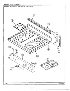 Top Assembly Diagram and Parts List for 68-2593-81  Magic Chef Range