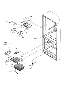 Cripser/freezer Features Diagram and Parts List for BR18V2C-P1320708WC  Amana Refrigerator