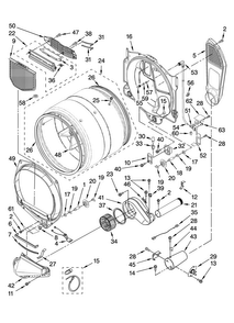 Bulkhead Parts Diagram and Parts List for MGDE500VW0  Maytag Dryer