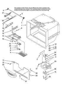 Freezer Liner Parts Diagram and Parts List for MFD2562KES11  Maytag Refrigerator