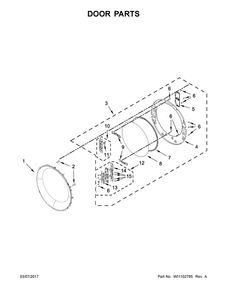 Door Parts Diagram and Parts List for CGD7464GW0  Crosley Dryer