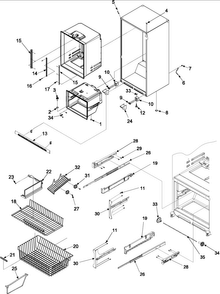 Interior Cabinet & Freezer Shelving Diagram and Parts List for AB2026LEKS0  Amana Refrigerator