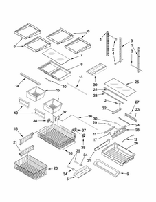 Shelf Parts Diagram and Parts List for GB2026LEKS7  Amana Refrigerator
