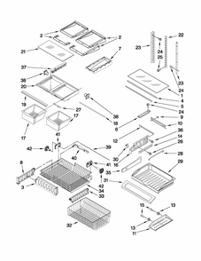 Shelf Parts Diagram and Parts List for G37026FEAS5  Maytag Refrigerator