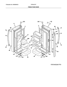 Fresh Food Door Diagram and Parts List for CFEH272ITD1  Crosley Refrigerator