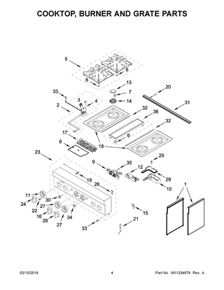 Cooktop, Burner And Grate Parts Diagram and Parts List for JDRP430HL00  Maytag Range
