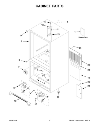 Part Location Diagram of W11297588 Whirlpool Tech Sheet