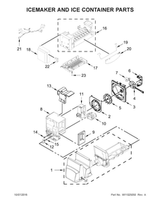 Icemaker And Ice Container Parts Diagram and Parts List for MFI2269FRZ02  Maytag Refrigerator
