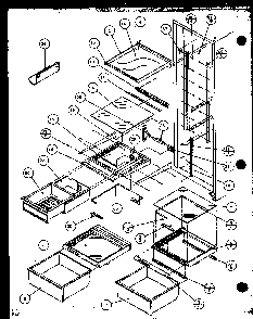 Refrigerator Shelving And Drawers Diagram and Parts List for SXD19MW-P1121402WW  Amana Refrigerator