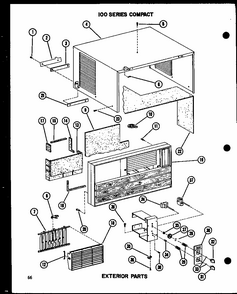 Exterior Parts Diagram and Parts List for 109-5J P54390-95R Amana Air Conditioner