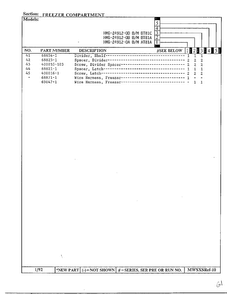 Freezer Compartment Page 3 Diagram and Parts List for 24912-0A  Admiral Refrigerator