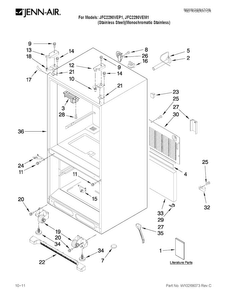 Cabinet Parts Diagram and Parts List for JFC2290VEP1  Jenn-Air Refrigerator