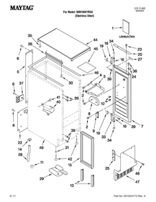 Cabinet Liner And Door Parts Diagram and Parts List for MIM1555YRS0  Maytag Ice Maker