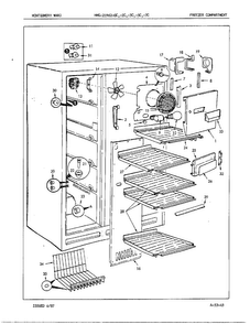 Freezer Compartment Assembly Diagram and Parts List for 21962C  Admiral Refrigerator