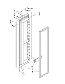 Freezer Door Parts Diagram and Parts List for JS42NXFXDW02  Jenn-Air Refrigerator