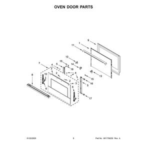 Oven Door Parts Diagram and Parts List for JOESC530RM00  Jenn-Air Wall Oven