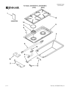 Conventional Cartridge Diagram and Parts List for JGA8150ADW12  Jenn-Air Range
