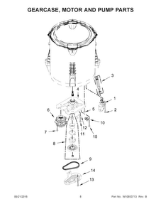 Gearcase, Motor And Pump Parts Diagram and Parts List for MVWC215EW1  Maytag Washer