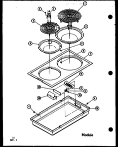 Module Diagram and Parts List for ADM-1B-P85548-2S  Amana Range