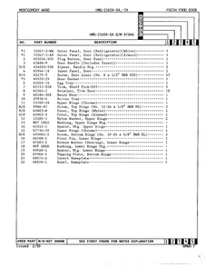Fresh Food Door Page 2 Diagram and Parts List for 21604A  Admiral Refrigerator