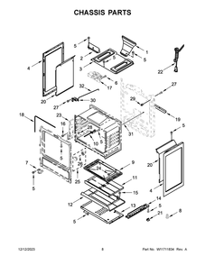 Chassis Parts Diagram and Parts List for AGR6603SFB8  Amana Range