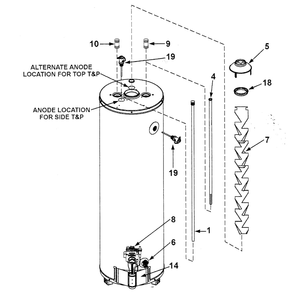 Water Heater Diagram and Parts List for 640YJRS102  Crosley Water Heater