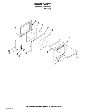 05 - Door Parts Diagram and Parts List for YMIR8890AS0  Maytag Range