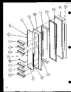 Freezer Door Diagram and Parts List for SZ25MP2W-P1154904WW  Amana Refrigerator