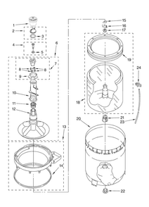 Agitator, Basket And Tub Parts Diagram and Parts List for NTW4600VQ0  Amana Washer
