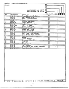 Freezer Compartment Page 2 Diagram and Parts List for 18103-0A  Admiral Refrigerator