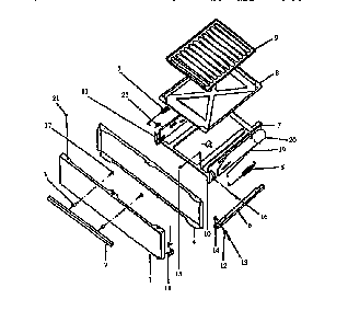 Broiler Components Diagram and Parts List for RBP22AA P1142331NW,L Amana Range