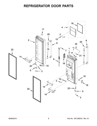 Refrigerator Door Parts Diagram and Parts List for JFFCC72EHL01  Maytag Refrigerator