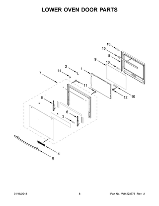 Lower Oven Door Parts Diagram and Parts List for JJW2830DB02  Maytag Wall Oven