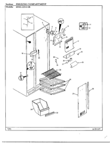 Freezer Compartment Diagram and Parts List for 22512-0B  Admiral Refrigerator