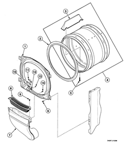 Cylinder Diagram and Parts List for SDE307WF1500  Speed Queen Dryer