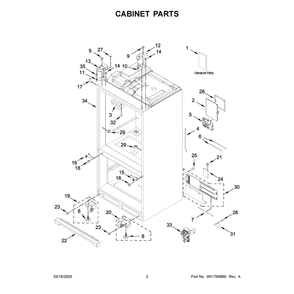 Cabinet Parts Diagram and Parts List for MFT2772HEZ07  Maytag Refrigerator