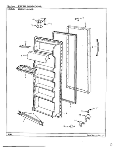 Fresh Food Door Diagram and Parts List for 22402-0B  Admiral Refrigerator
