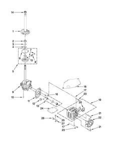 Brake, Clutch, Gearcase, Motor And Pump Parts Diagram and Parts List for 4KMVWC405WQ0  Maytag Washer