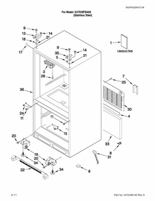 Cabinet Parts Diagram and Parts List for G37026FEAS6  Maytag Refrigerator