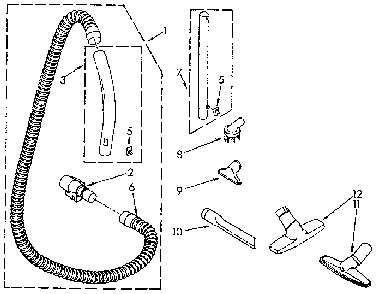 Hose And Attachment Diagram and Parts List for 1162003590  Kenmore Canister Vacuum