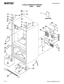 Cabinet Parts Diagram and Parts List for MFI2665XEB4  Maytag Refrigerator