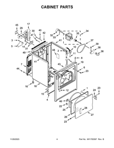 Cabinet Parts Diagram and Parts List for MED5430PBK0  Maytag Dryer